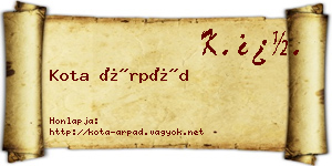 Kota Árpád névjegykártya