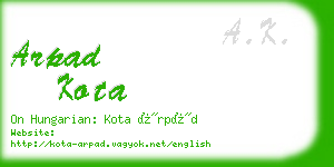 arpad kota business card